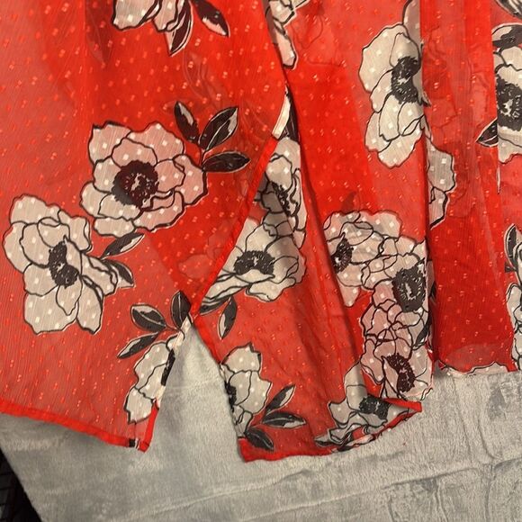 Lane Bryant Bright Red White Tropical Floral Wrap Bathing Suit Cover Up One Size - Picture 7 of 9